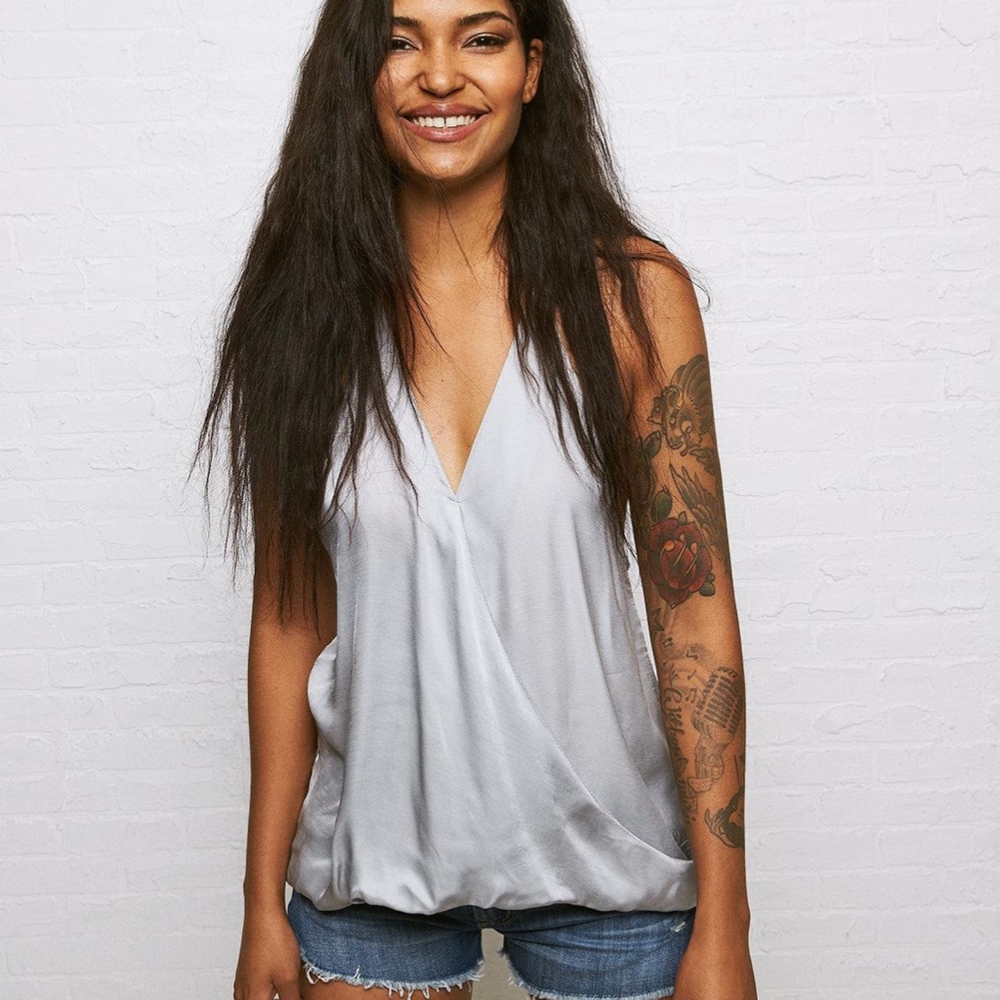 Don't Ask Why Satin Surplice Tank